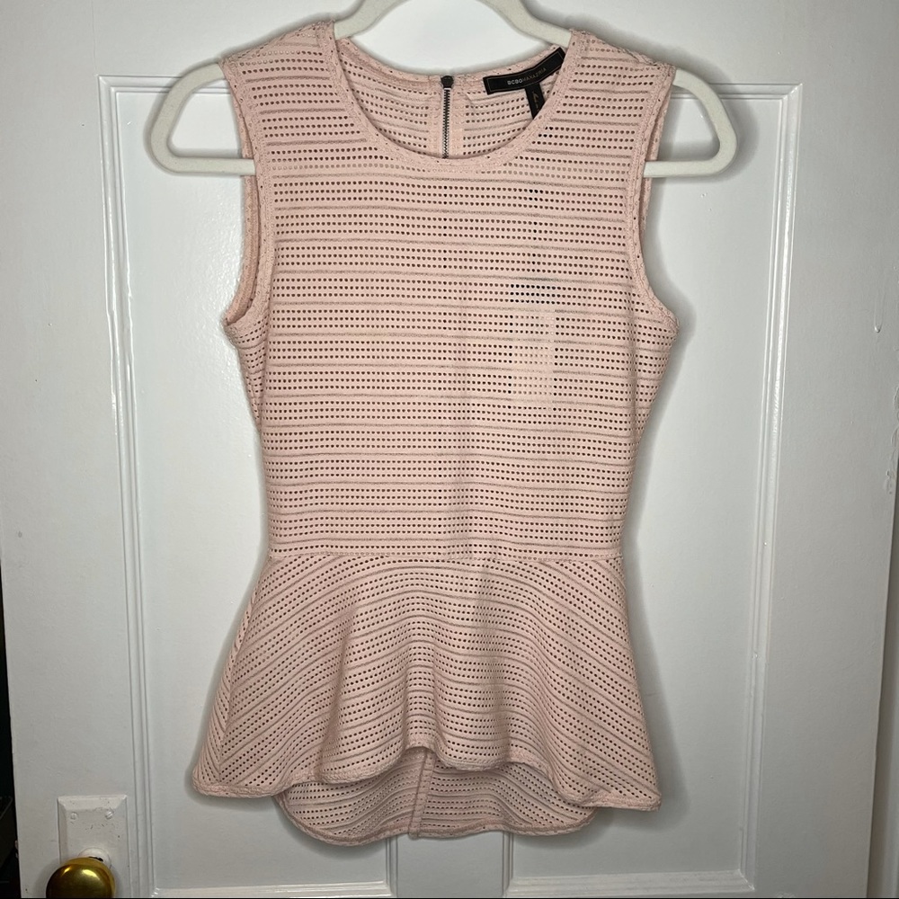 BCBG Evia Peplum Top - New w/Tags, Dusty Pink, XS